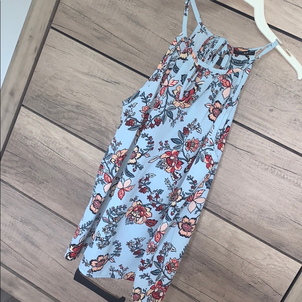 Sky Blue Floral Eyelet Top